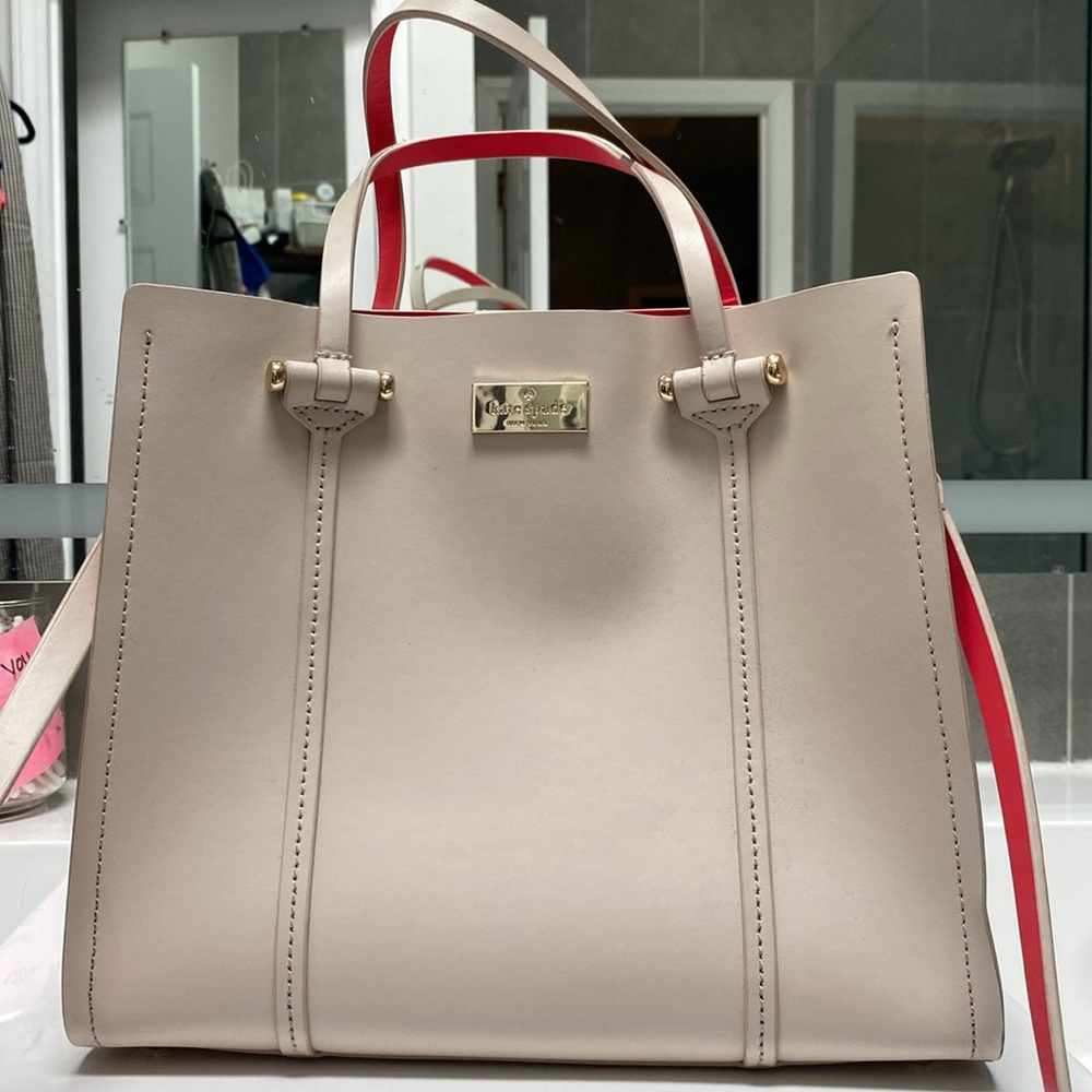 kate spade Cream and Red Tote Bag
